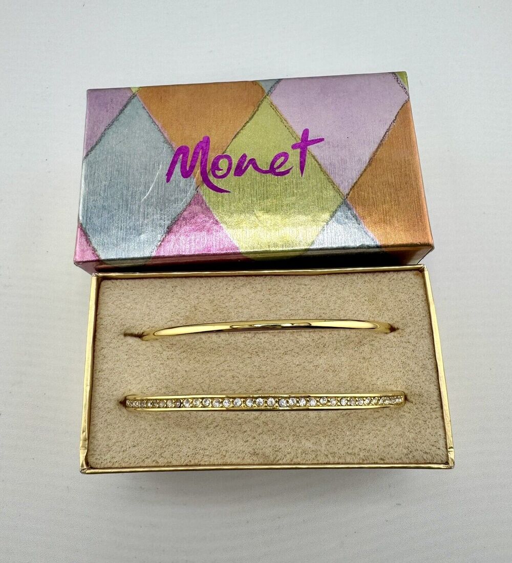 Monet Gold Tone Stacking Bangle Set Bracelets New Boxed Gift
